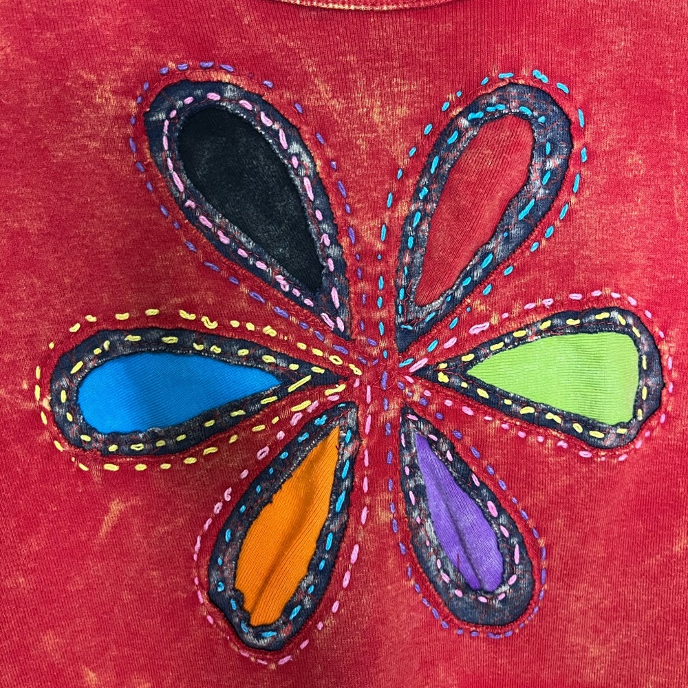 All Jazzed Up Women’s Red Vtg Y2K Boho Fairy Hippie Top Sz S/M Embroidered Artsy - Picture 3 of 6
